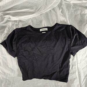 Babaton Black Women's Short SleevevCrop Top